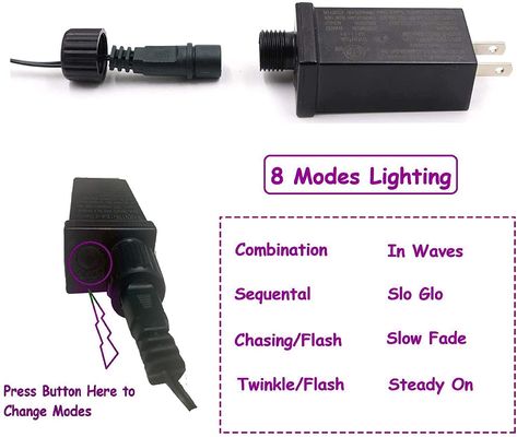100 LED Purple 120V  Christmas Tree Bulbs Extendable 32ft Waterproof Outdoor